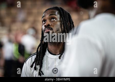 Monaco, Monaco. 10 juin 2025. #3 Paris Lee de l'ASVEL lors du match 4 en demi-finale du Championnat de France Betclic Elite de basket-ball entre L'AS Monaco et l'ASVEL Lyon Villeurbanne à la salle Gaston Medecin à Monaco le 10 juin 2025. Photo de Laurent Coust/ABACAPRESS.COM crédit : Abaca Press/Alamy Live News Banque D'Images