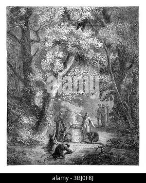 Illustration de l'offre de sacrifice sous les arbres Osée IV, 13 associé aux rituels païens C'était l'une des charges de Dieu contre Israël de Antique 19 Banque D'Images