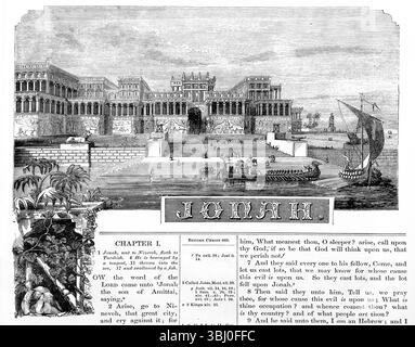 Page de titre du Livre de Jonas de l'Antiquité 19ème siècle la Sainte Bible contenant l'ancien et le Nouveau Testament avec Notes explicatives, références et Banque D'Images