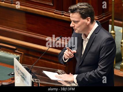 Bruxelles, Belgique. 12 juin 2025. François de Smet de Defi photographié lors d'une session plénière de la Chambre au parlement fédéral, à Bruxelles, le jeudi 12 juin 2025. BELGA PHOTO NICOLAS MAETERLINCK crédit : Belga News Agency/Alamy Live News Banque D'Images