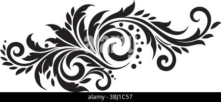 Élégant élément de design floral noir et blanc Illustration de Vecteur