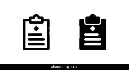 Jeu d'icônes rapport médical. Glyphe noir et icône de contour d'un rapport médical, représentant des dossiers médicaux. Illustration de Vecteur