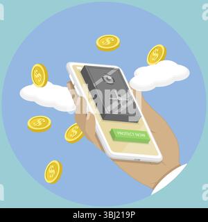 Illustration plate isométrique 3D de la sécurité en ligne, paiements sécurisés Banque D'Images