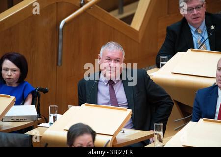 Édimbourg, Écosse, Royaume-Uni. 12 juin 2025. PHOTO : session hebdomadaire des questions des premiers ministres (FMQ) à l'intérieur de la chambre, du couloir et du hall d'entrée à Holyrood à l'intérieur du Parlement écossais. Crédit : Colin d Fisher/CDFIMAGES.COM crédit : Colin Fisher/Alamy Live News Banque D'Images