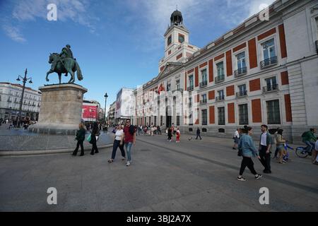 Place Puerta del sol à Madrid, Espagne Banque D'Images
