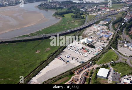 Vue aérienne des sites industriels de Widnes, Cheshire Banque D'Images