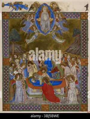 Dormition de la Vierge, c1400-1425. La Dormition de la mère de Dieu est une grande fête dans le christianisme qui célèbre le "endormissement" (mort) de Marie la Théotokos ("mère de Dieu", littéralement traduit par porteur de Dieu), et son être prise au ciel. La Fête de la Dormition et l'Assomption de Marie sont observées le 15 août. Banque D'Images