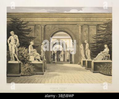 Cour romaine, 1854. Reproduction de sculptures au Crystal Palace, au sud de Londres. Vue sur le Crystal Palace et le parc, Sydenham. Banque D'Images