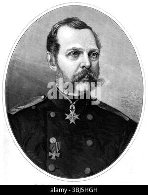 Sa Majesté Impériale Alexandre Ier, tsar de Russie, 1874. 'En l'honneur de l'illustre invité qui est accueilli cette semaine par notre reine et par la nation, nous faisons de son Portrait le sujet de notre gravure spéciale [d'après une photographie de M. Bergamasco]. L'empereur ou tsar Alexandre Nicholaievitch, Alexandre Ier de Russie, a cinquante-six ans, étant né le 29 avril 1818... nous ne pouvons pas nous attarder ici sur les événements du règne de l'empereur. Il suffit de se souvenir de son grand acte de bienveillance, l’émancipation de vingt millions de serfs. En Europe aussi, il a toujours été un ami de la paix ». De & Banque D'Images
