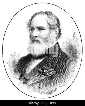 Feu M. Van de Weyer, ancien ministre belge à Londres, 1874. Gravure d'après une photographie de Messrs. Hills et Saunders. La mort de ce gentilhomme belge accompli, qui avait vécu à Londres quarante-trois ans, et avait épousé une anglaise, a été enregistrée il y a quelques jours. M. Sylvain Van de Weyer avait soixante-douze ans. Il était [né à] Amsterdam,... sous la République française et l'Empire. Le Royaume des pays-Bas, fondé à la chute de Napoléon, et comprenant à la fois la Hollande et la Belgique, n'était guère plus acceptable pour le patriotisme belge. Il a été renversé par la Révolution de Banque D'Images
