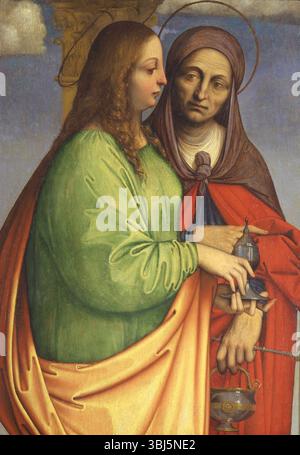 Saints Marthe et Marie Madeleine, Early16 e siècle. Trouvé dans la Collection du Museo di Castelvecchio, Vérone. Banque D'Images