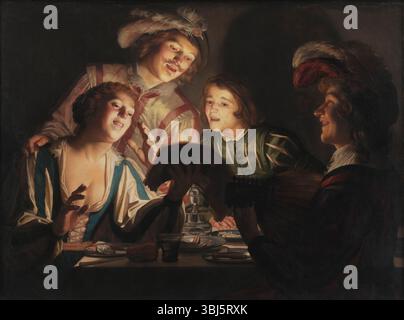 Groupe musical par Candlelight, 1623. Trouvé dans la Collection of Statens Museum pour Kunst, Copenhague. Banque D'Images