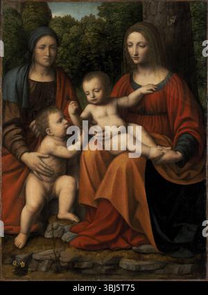Madone et enfant avec Sainte Elisabeth et l'enfant Saint Jean, 1515-1520. Trouvé dans la collection de Szepmuveszeti Muzeum, Budapest. Banque D'Images