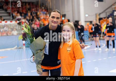 Odense, Danemark. 12 juin 2025. Helena Elver d'Odense Handball vue avant le match de Kvindeliga entre Odense Handball et Team Esbjerg à Sydbank Arena à Odense. Crédit : Gonzales photo/Alamy Live News Banque D'Images