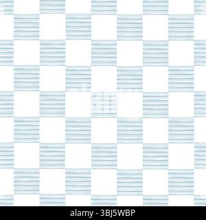 Motif nautique aquarelle sans couture avec des rayures pastel en motif damier. Thème nautique mignon dans le style d'illustration pour enfants Banque D'Images