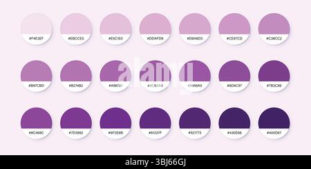 Icône de palette de couleurs violettes dans un style plat. Illustration vectorielle d'échantillons de catalogue sur fond isolé. Concept commercial de signe de catalogue de couleurs. Illustration de Vecteur