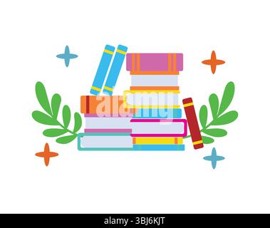 Pile colorée de livres pour l'apprentissage et la lecture Illustration de Vecteur