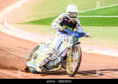Anders Thomsen (105) du Danemark en pratique lors du Grand Prix ATPI FIM Speedway Round 4 au National Speedway Stadium, Manchester, vendredi 6 juin 2025. (Photo : Ian Charles | mi News) crédit : MI News & Sport /Alamy Live News Banque D'Images