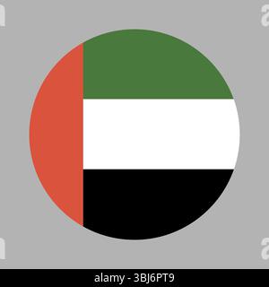 Drapeau rond des Émirats arabes Unis. Drapeau national des Émirats arabes Unis. Encercler le drapeau des Émirats arabes Unis. Illustration de Vecteur