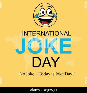 Affiche de la Journée internationale de blague avec Emoji souriant Illustration de Vecteur