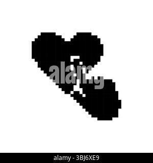 Mosaïque pixel art en forme de coeur icône de sablier reflétant le design rétro de sprite Illustration de Vecteur