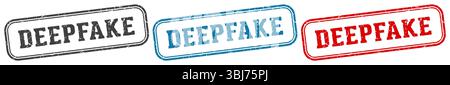 tampon deepfake. tampon deepfake défini sur fond blanc Illustration de Vecteur