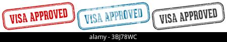 timbre approuvé par visa. timbre approuvé par visa fixé sur fond blanc Illustration de Vecteur