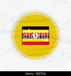 Drapeau ougandais dans une conception d'emblème circulaire, illustration d'autocollant rond abstrait. Ce graphique vectoriel de haute qualité est parfait pour une utilisation dans le design patriotique Illustration de Vecteur