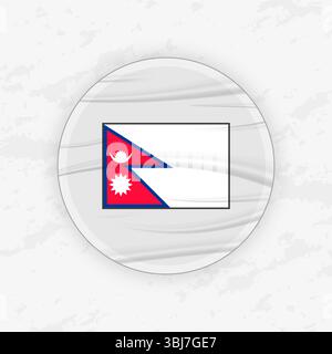 Drapeau népalais dans une conception d'emblème circulaire, illustration d'autocollant rond abstrait. Ce graphique vectoriel de haute qualité est parfait pour une utilisation dans les conceptions patriotiques Illustration de Vecteur