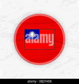 Drapeau taïwanais dans une conception d'emblème circulaire, illustration d'autocollant rond abstrait. Ce graphique vectoriel de haute qualité est parfait pour une utilisation dans les desi patriotiques Illustration de Vecteur