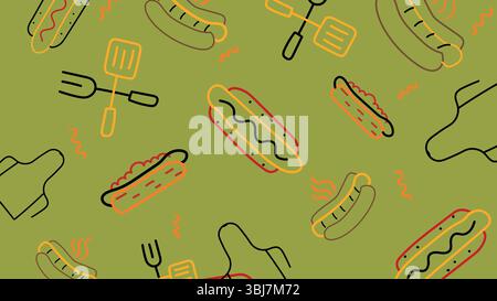 Fond de hot-dog grillé Illustration de Vecteur