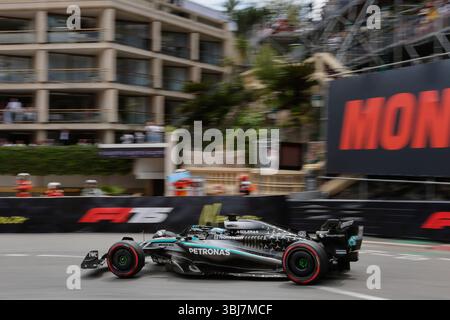 Monaco, 23 mai 2025. Formule 1 Tag Heuer Grand Prix de Monaco 2025. Photo : #63 George Russell (GBR) de l'écurie Mercedes-AMG PETRONAS Formula One Team en Mercedes W16 lors de la première séance d'essais © Piotr Zajac/Alamy Live News Banque D'Images