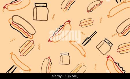 Arrière-plan d'icônes de snack rétro Illustration de Vecteur