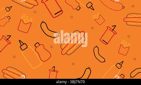 Fond des éléments de restauration rapide Illustration de Vecteur