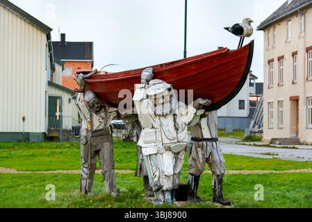 Statue des pêcheurs à Vardo - Norvège Banque D'Images