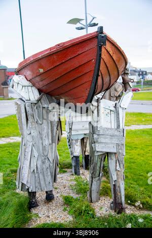 Statue des pêcheurs à Vardo - Norvège Banque D'Images