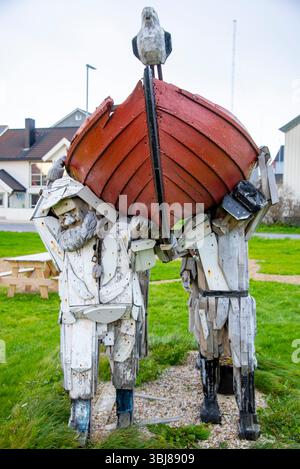 Statue des pêcheurs à Vardo - Norvège Banque D'Images