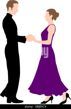 Silhouette illustration d'hommes et de femmes dansant salle de bal Illustration de Vecteur