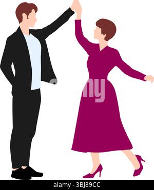 Silhouette illustration d'hommes et de femmes dansant salle de bal Illustration de Vecteur