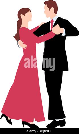 Silhouette illustration d'hommes et de femmes dansant salle de bal Illustration de Vecteur