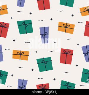 Illustration de modèle sans couture de boîte cadeau colorée Illustration de Vecteur
