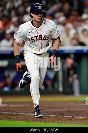 Jake Meyers (6 ans), le champion des Astros de Houston, s'arrête à droite en quatrième manche lors du match MLB entre les White Sox de Chicago et les Houston Banque D'Images