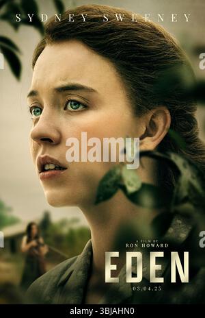 Eden (2024) réalisé par Ron Howard et mettant en vedette Sydney Sweeney dans le rôle de Margaret, une partie d'un couple cherchant à s'échapper sur l'île mais entraîné dans les tensions croissantes et les défis de survie de la communauté isolée. Affiche de caractères internationaux À USAGE ÉDITORIAL EXCLUSIF. Crédit : BFA / AGC Studios Banque D'Images
