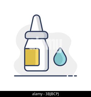 Icône d'isolation du vecteur de gouttes oculaires. Gouttes nasales. Médecine et soins de santé, signe de soutien médical. Symbole graphique pour le site Web médical et la conception d'applications, logo, a Illustration de Vecteur