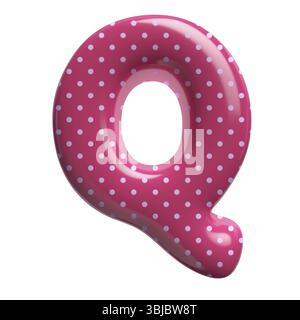 Lettre à pois Q - Grande police rétro rose 3d isolée sur fond blanc. Cet alphabet est parfait pour les illustrations créatives liées, mais pas limite Banque D'Images