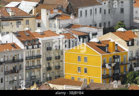 Vue aérienne des vieilles rues de Lisbonne Banque D'Images
