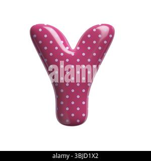 Lettre à pois y - Grande police rétro rose 3d isolée sur fond blanc. Cet alphabet est parfait pour les illustrations créatives liées, mais pas limite Banque D'Images