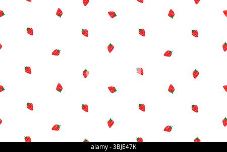 Motif vectoriel sans couture à la mode dessiné à la main avec des fraises rouges isolées sur un fond blanc. Mignon simple impression sans fin avec de minuscules fraises rouges. Illustration de Vecteur