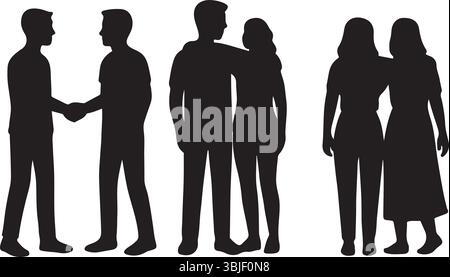 Vecteur silhouette de l'amitié – les gens serrent la main et se lient Illustration de Vecteur