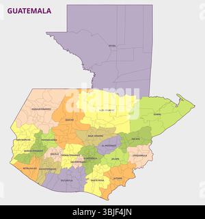 Carte des divisions politiques du Guatemala Illustration de Vecteur